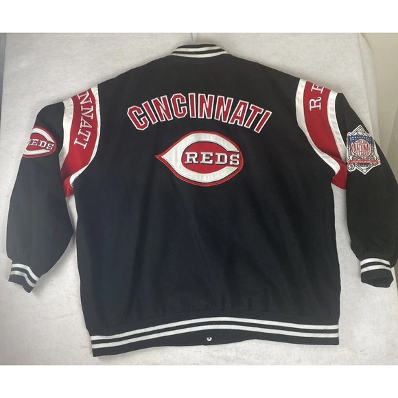 Vintage JH Design Cincinnati Reds  MLB Heavy Cotton Twill Jacket 3XL EUC BLACK - Picture 12 of 16
